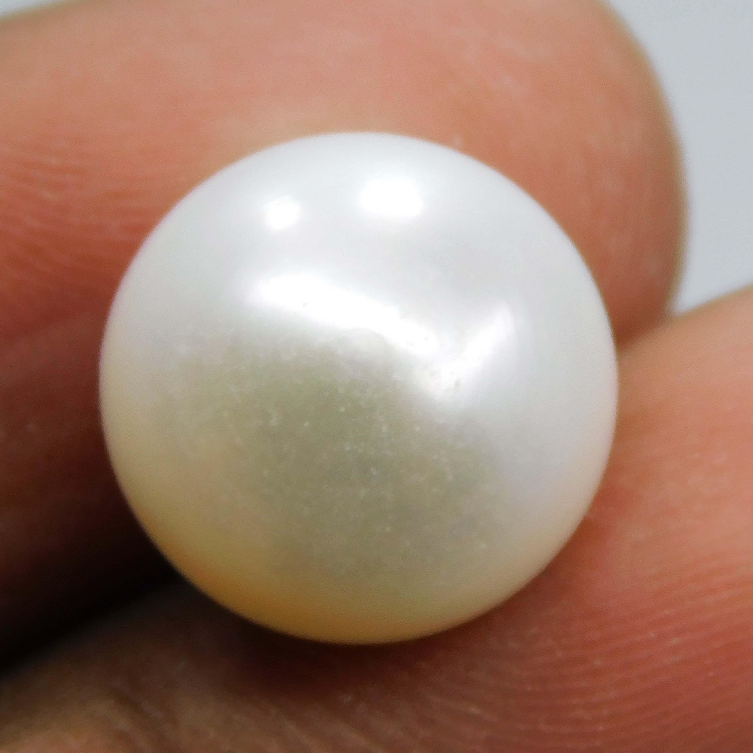 7 Ct Natural Pacific Sea Pearl 10 mm White Mabe South Loose Gemstone CERTIFIED