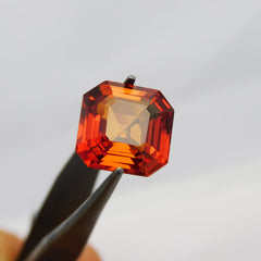 Free Shipping Free Gift ! Jwelery Making Gem ! Natural Sapphire 6.35 Carat Square Cut Orange Color CERTIFIED Loose Gemstone