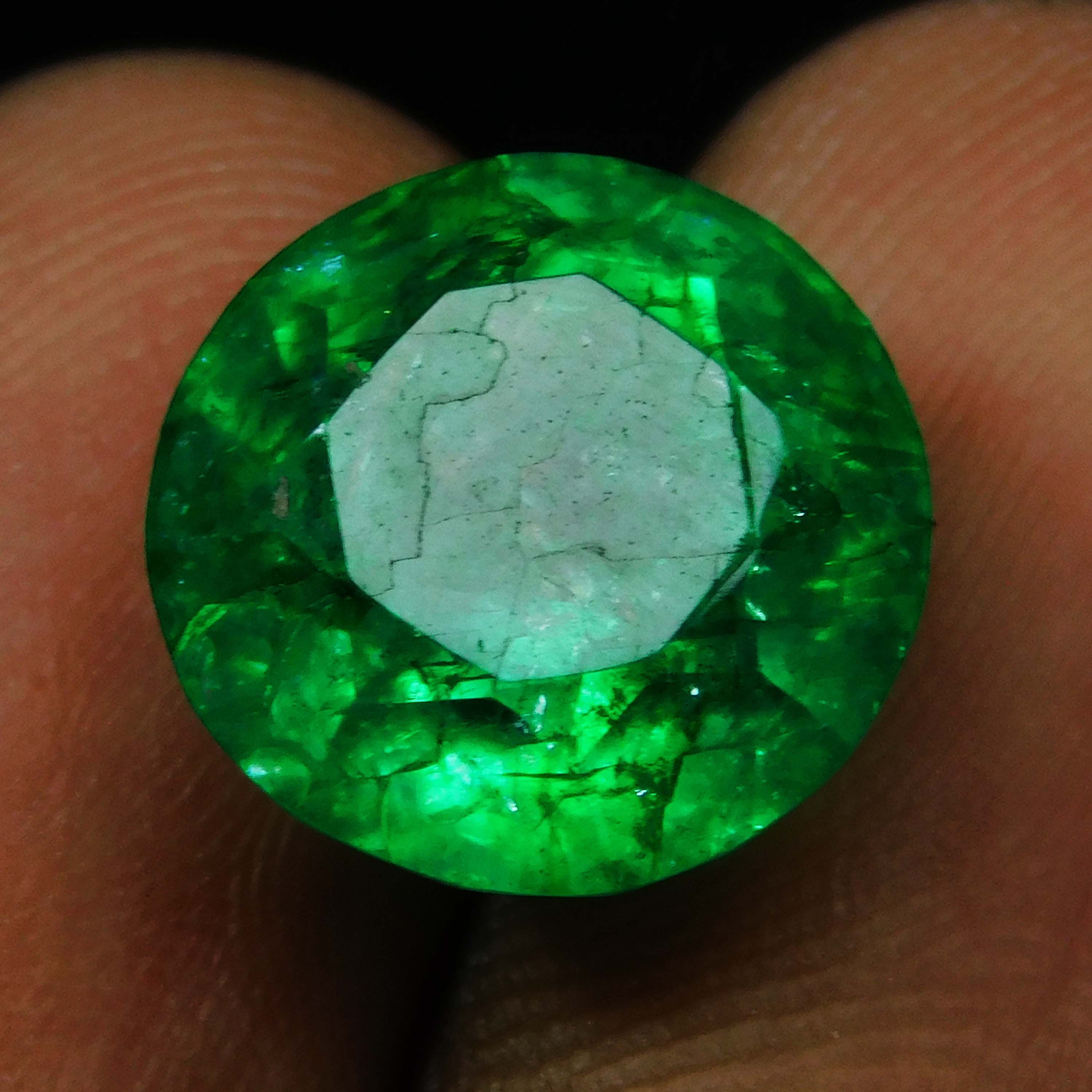 6 Ct Natural Colombian Emerald Round Shape Green Certified Loose Gemstone