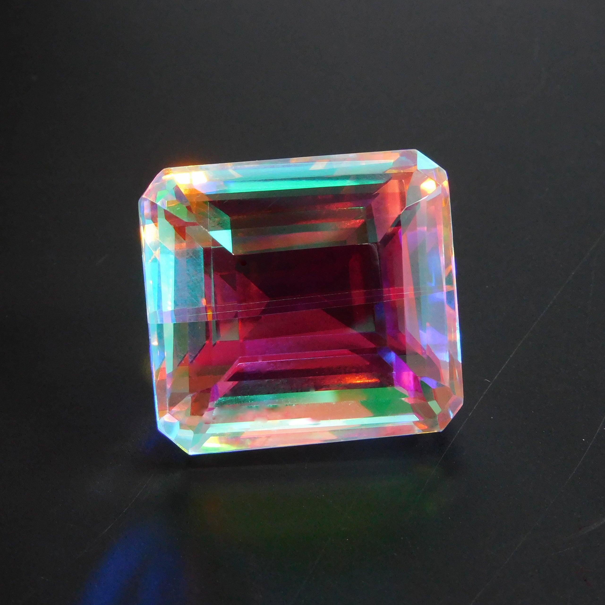 Excellent Cut Stone !! ON SALE !! Brazilian Natural Multi Color Mystic Topaz 69.15 Ct Emerald Cut Mystic Topaz Loose Gemstone CERTIFIED | Gift For Her/ Him