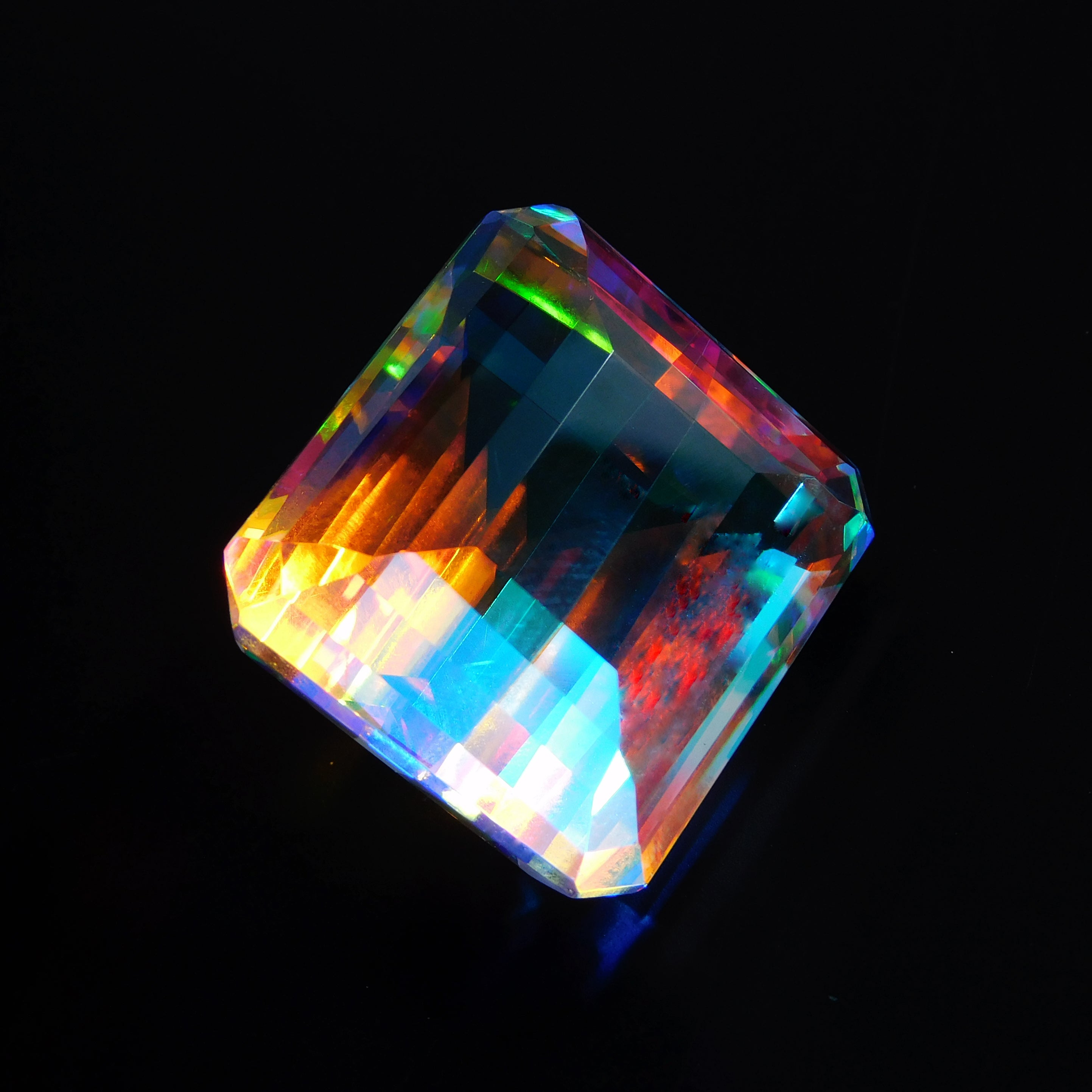 Excellent Cut Stone !! ON SALE !! Brazilian Natural Multi Color Mystic Topaz 69.15 Ct Emerald Cut Mystic Topaz Loose Gemstone CERTIFIED | Gift For Her/ Him