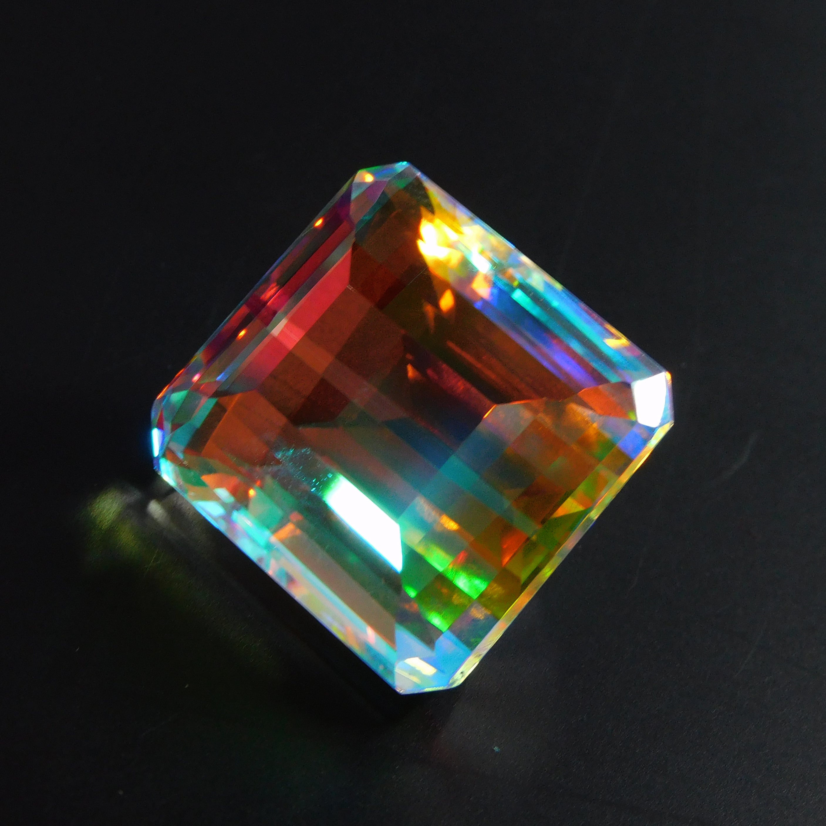 Excellent Cut Stone !! ON SALE !! Brazilian Natural Multi Color Mystic Topaz 69.15 Ct Emerald Cut Mystic Topaz Loose Gemstone CERTIFIED | Gift For Her/ Him