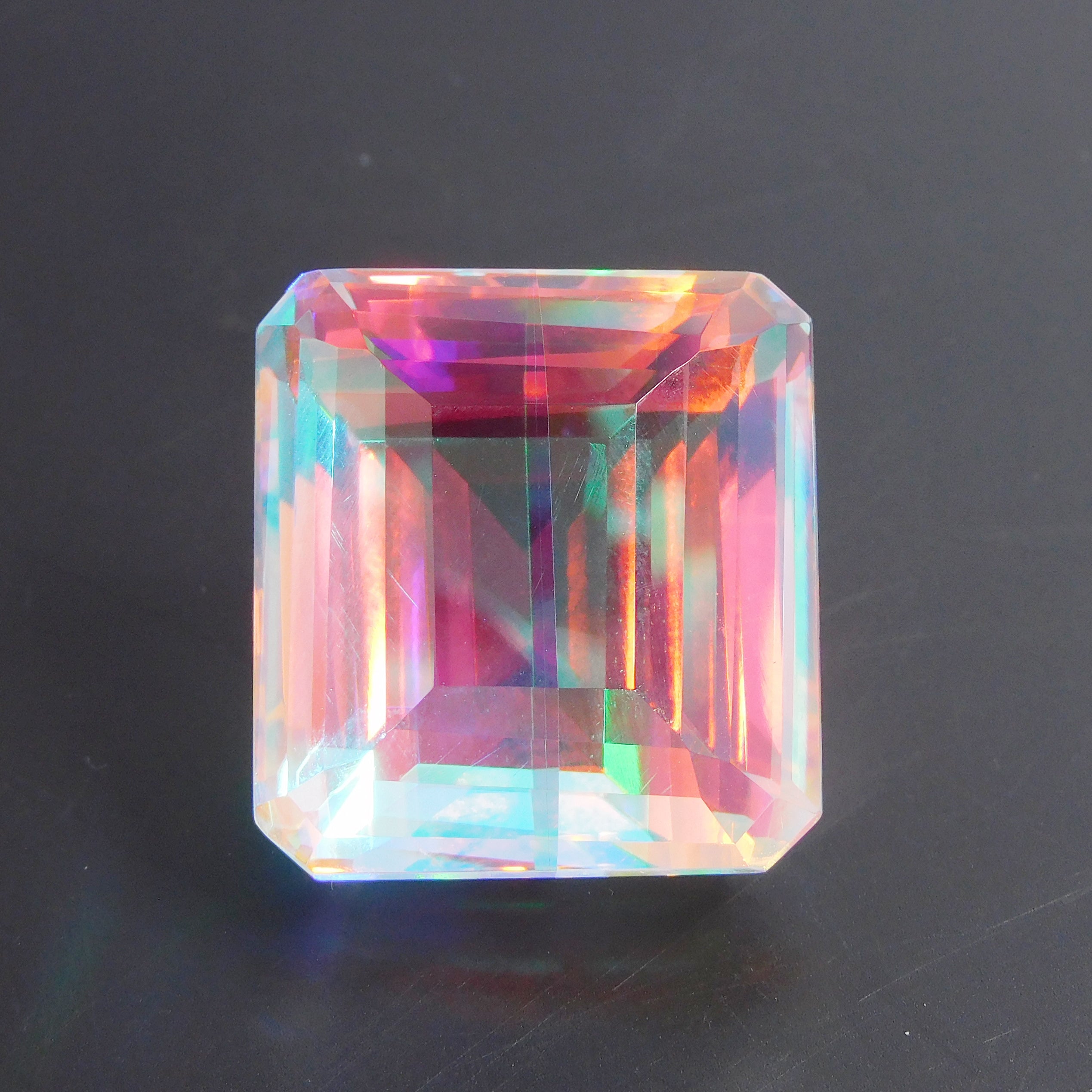 Excellent Cut Stone !! ON SALE !! Brazilian Natural Multi Color Mystic Topaz 69.15 Ct Emerald Cut Mystic Topaz Loose Gemstone CERTIFIED | Gift For Her/ Him