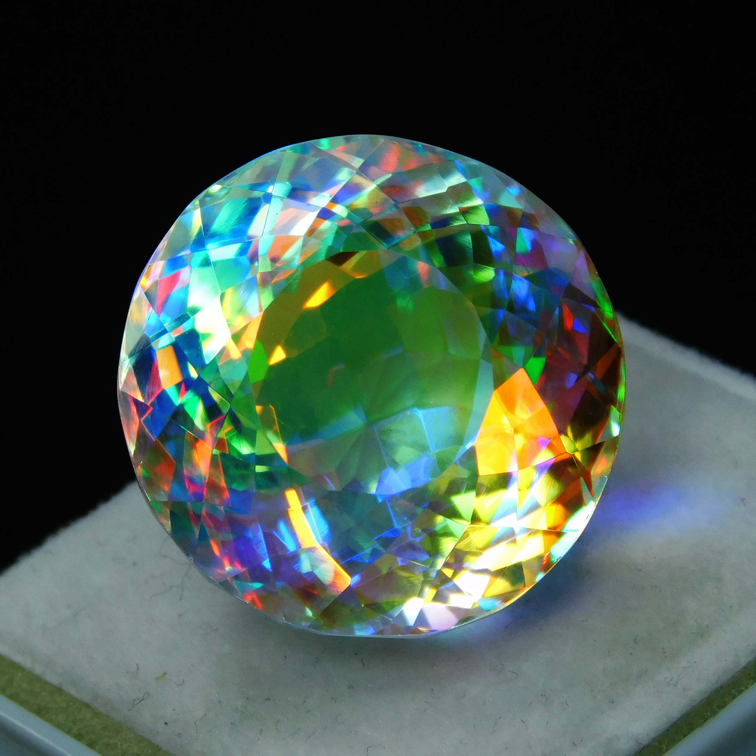 Mystic Quartz Pendant Size 62 Ct A++ Rainbow Round Cut CERTIFIED Gemstone