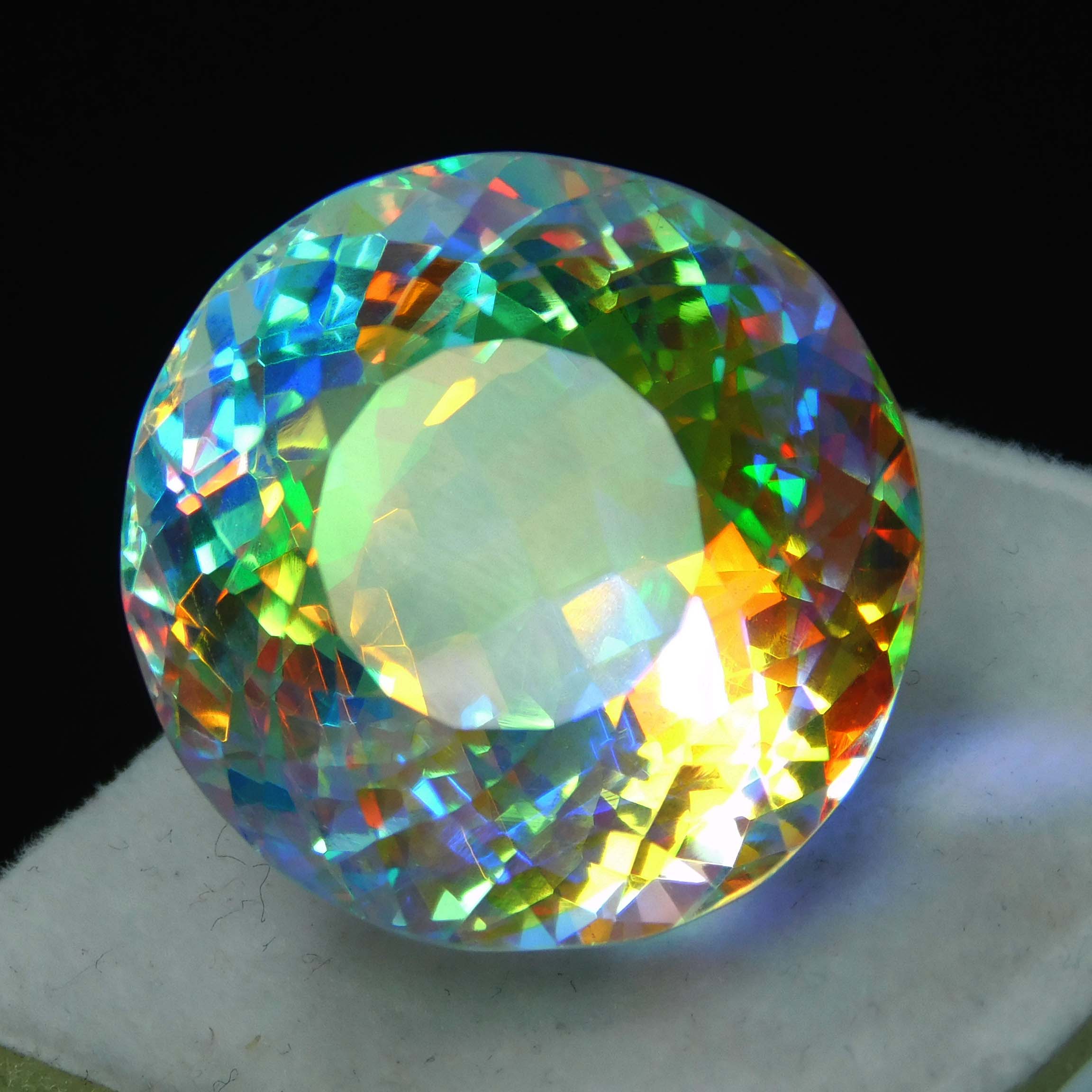 Mystic Quartz Pendant Size 62 Ct A++ Rainbow Round Cut CERTIFIED Gemstone