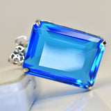 75 Ct London Blue Topaz Pendant, Everyday Women Gemstone Necklace,925 silver, Cocktail Solitaire Promise Necklace, Handmade Party Jewelry, Gift for Her