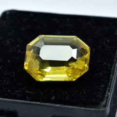 Natural Yellow Sapphire 7.70 Carat Certified Emerald Shape Loose Gemstone From Sri Lanka Certified Yellow Sapphire Stone