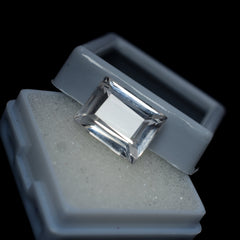 "White Color Stone For Rings " 20.40 Carat Natural White Sapphire Emerald Cut Certified Loose Gemstone