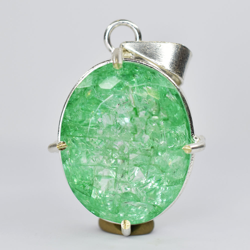 CERTIFIED Zambian Emerald Pendant 66 Ct 925 Sterling Silver Natural Emerald Pendant Handmade Pendant Gift For Bridal Beautiful Emerald Jewelry