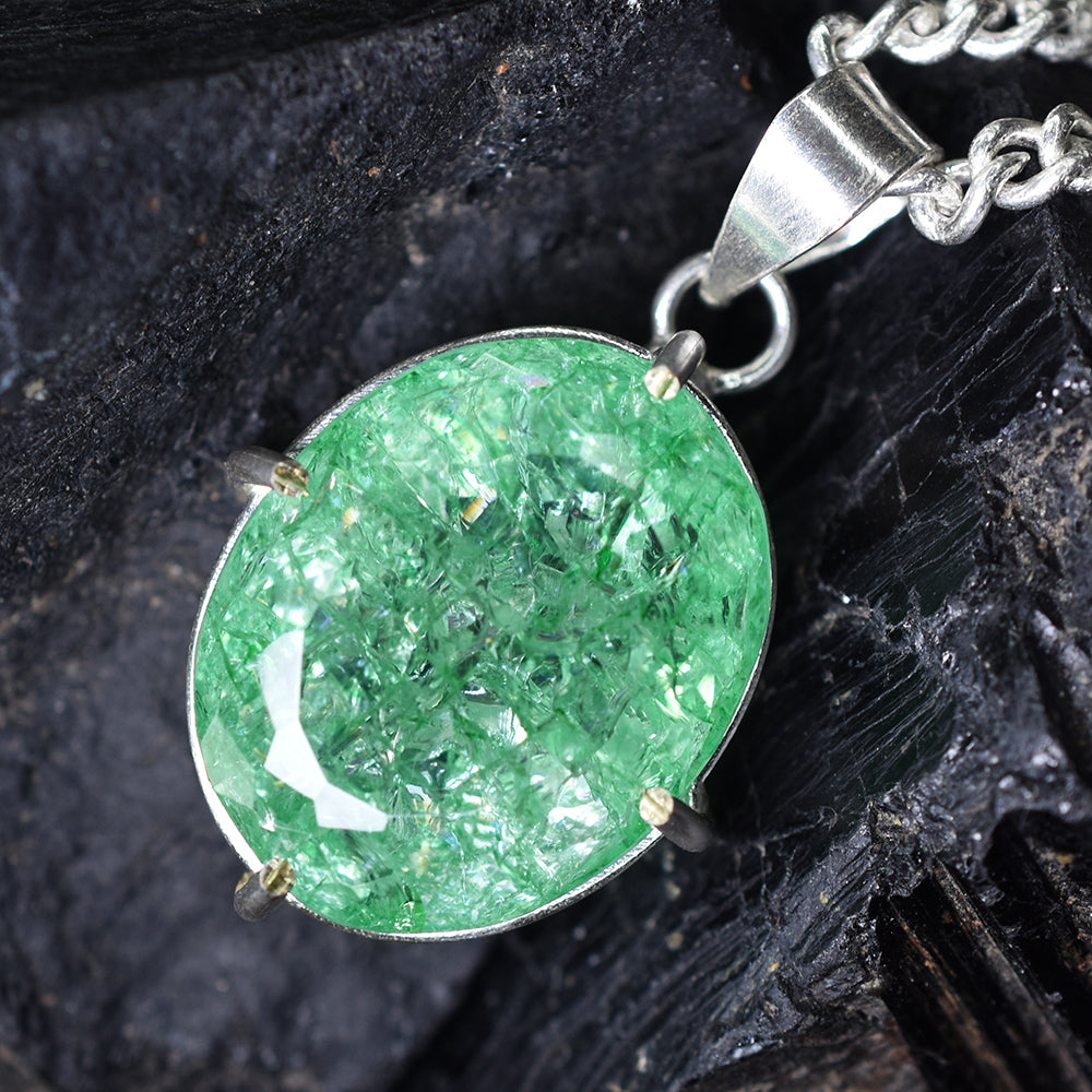 CERTIFIED Zambian Emerald Pendant 66 Ct 925 Sterling Silver Natural Emerald Pendant Handmade Pendant Gift For Bridal Beautiful Emerald Jewelry