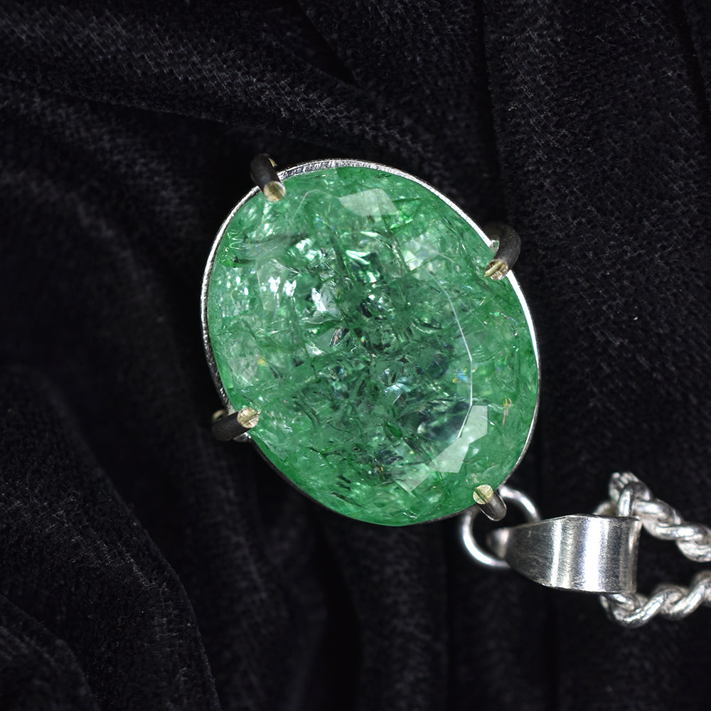 CERTIFIED Zambian Emerald Pendant 66 Ct 925 Sterling Silver Natural Emerald Pendant Handmade Pendant Gift For Bridal Beautiful Emerald Jewelry