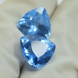 BEST SALE !! Extremely Rare NATURAL Lite Blue Sapphire Trillion Shape 18.62 Ct CERTIFIED Pair Loose Gemstone Trillion Blue Sapphire Excellent For Making Earring Size Loose Gemstone Ring Size Stone