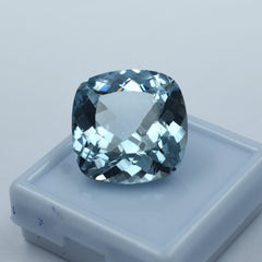 23.20 Carat Natural Blue Aquamarine Certified Loose Gemstone Square Cushion Cut