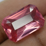 Certified Padparadscha Sapphire Emerald Cut 9.65 Ct Sri Lanka close-up view