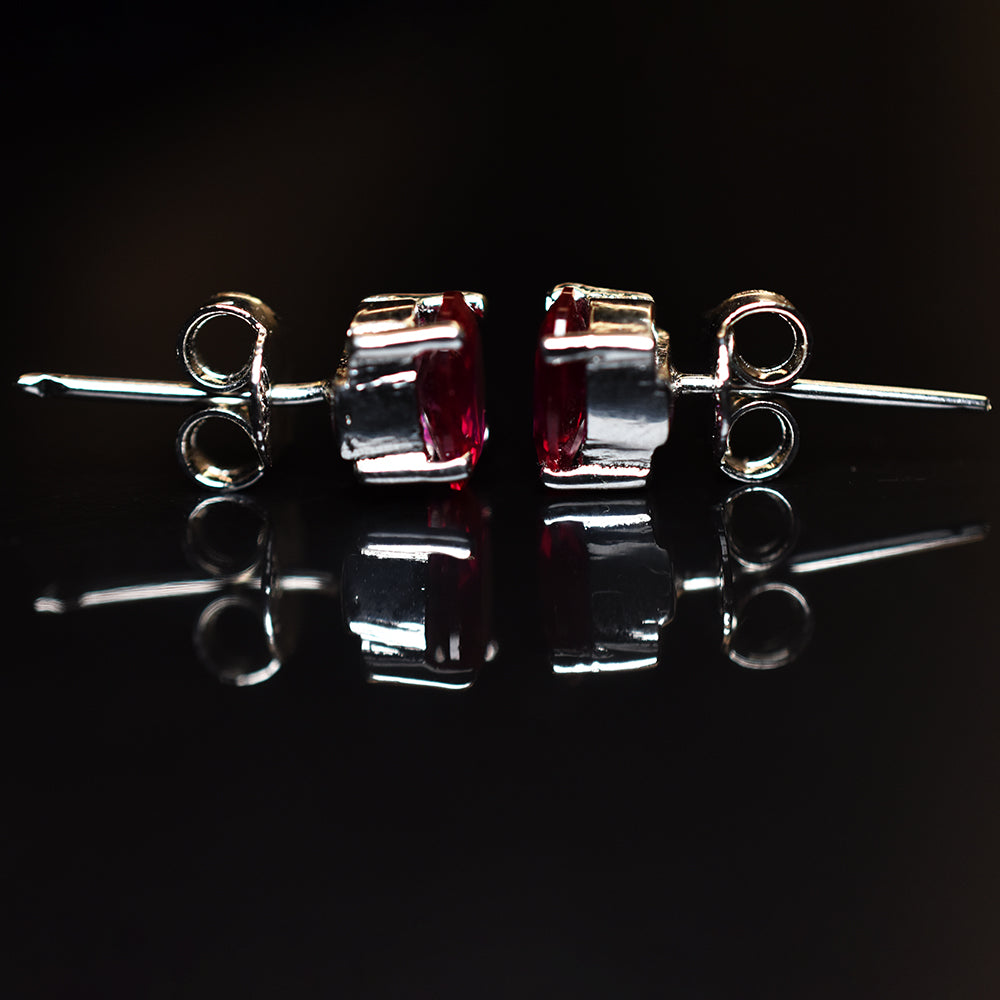 Certified Natural Pink Ruby Earrings, Stud Earrings, 6x4 mm Halo Cluster Earrings, Dainty Earrings, Bridesmaid Earrings, Boho Earrings, 925 Sterling Silver