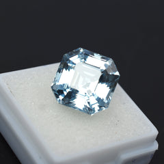 Genuine Aquamarine Gemstone , Natural Square Cut 14.35 Carat Aquamarine Blue Loose Gemstone Certified