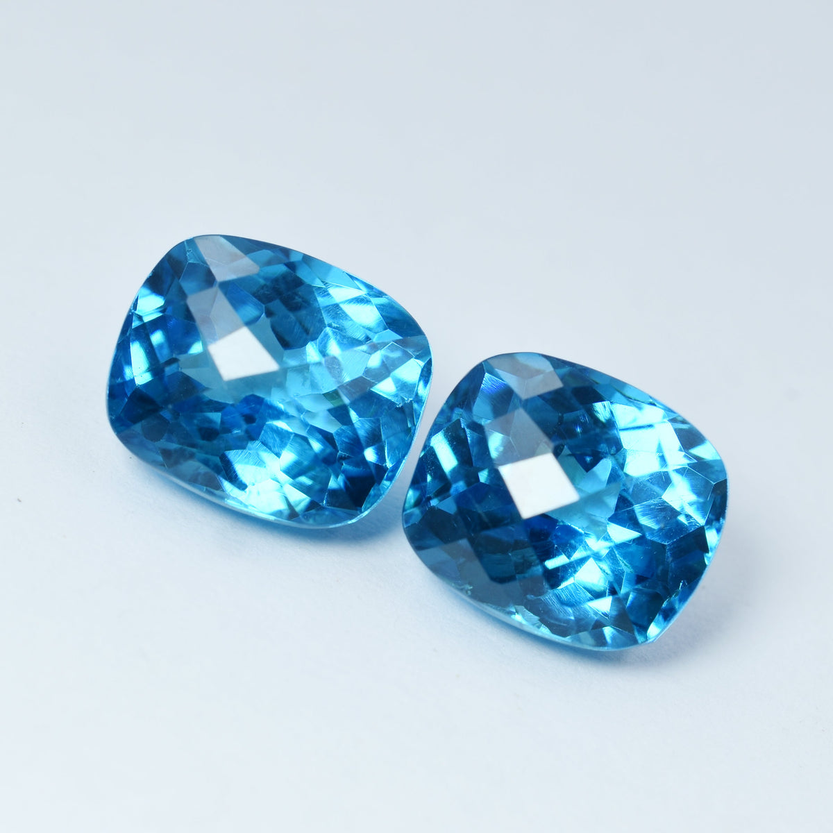 24.00 Carat Natural Blue Color Teal Sapphire Certified Cushion Cut Loose Gemstone Pair