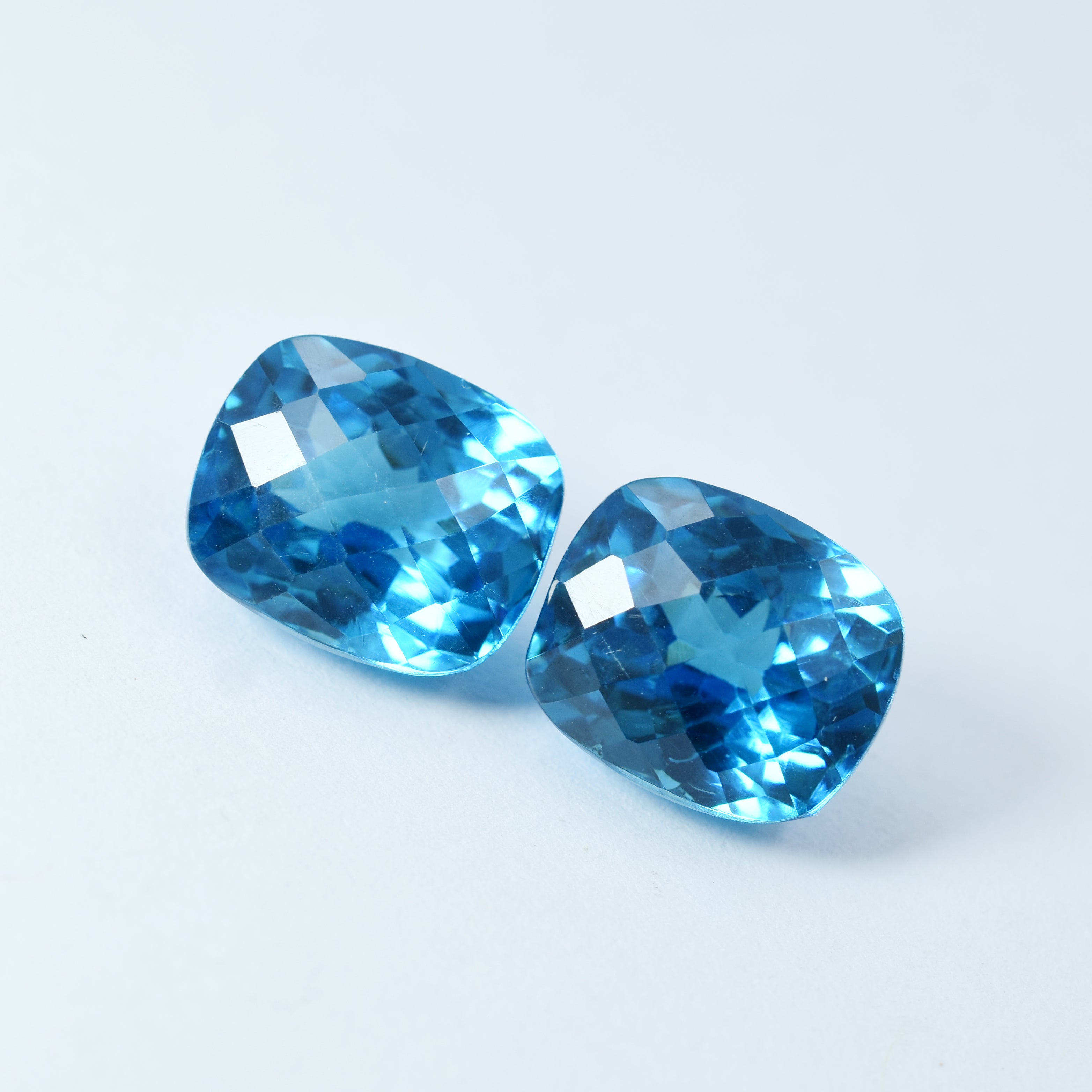 24.00 Carat Natural Blue Color Teal Sapphire Certified Cushion Cut Loose Gemstone Pair