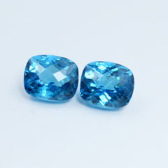 24.00 Carat Natural Blue Color Teal Sapphire Certified Cushion Cut Loose Gemstone Pair