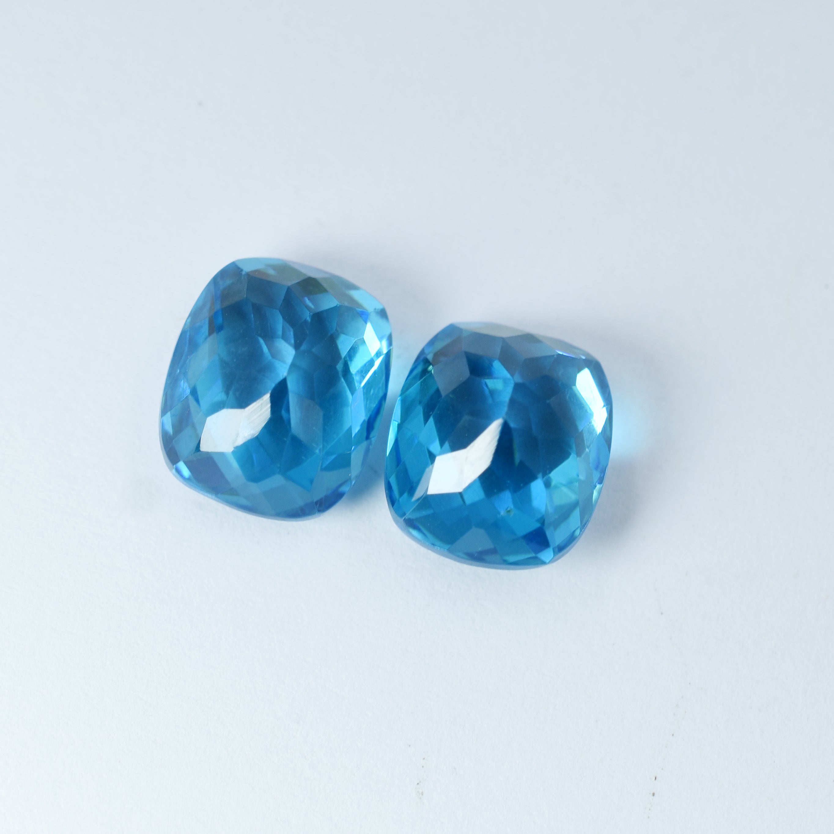 24.00 Carat Natural Blue Color Teal Sapphire Certified Cushion Cut Loose Gemstone Pair