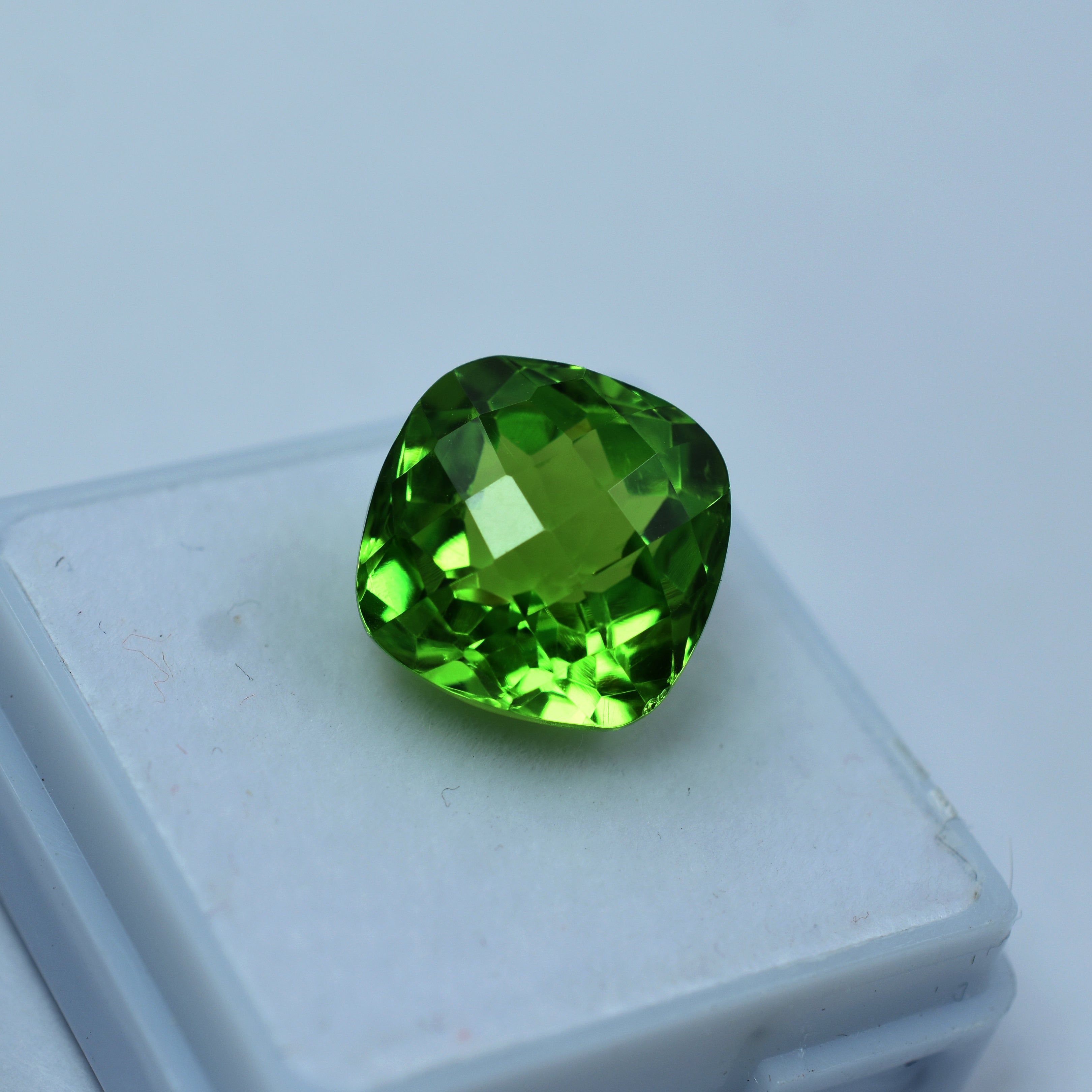 Natural Peridot Green Square Cushion Cut 12.35 Carat Certified Loose Gemstone Ring Size Stone