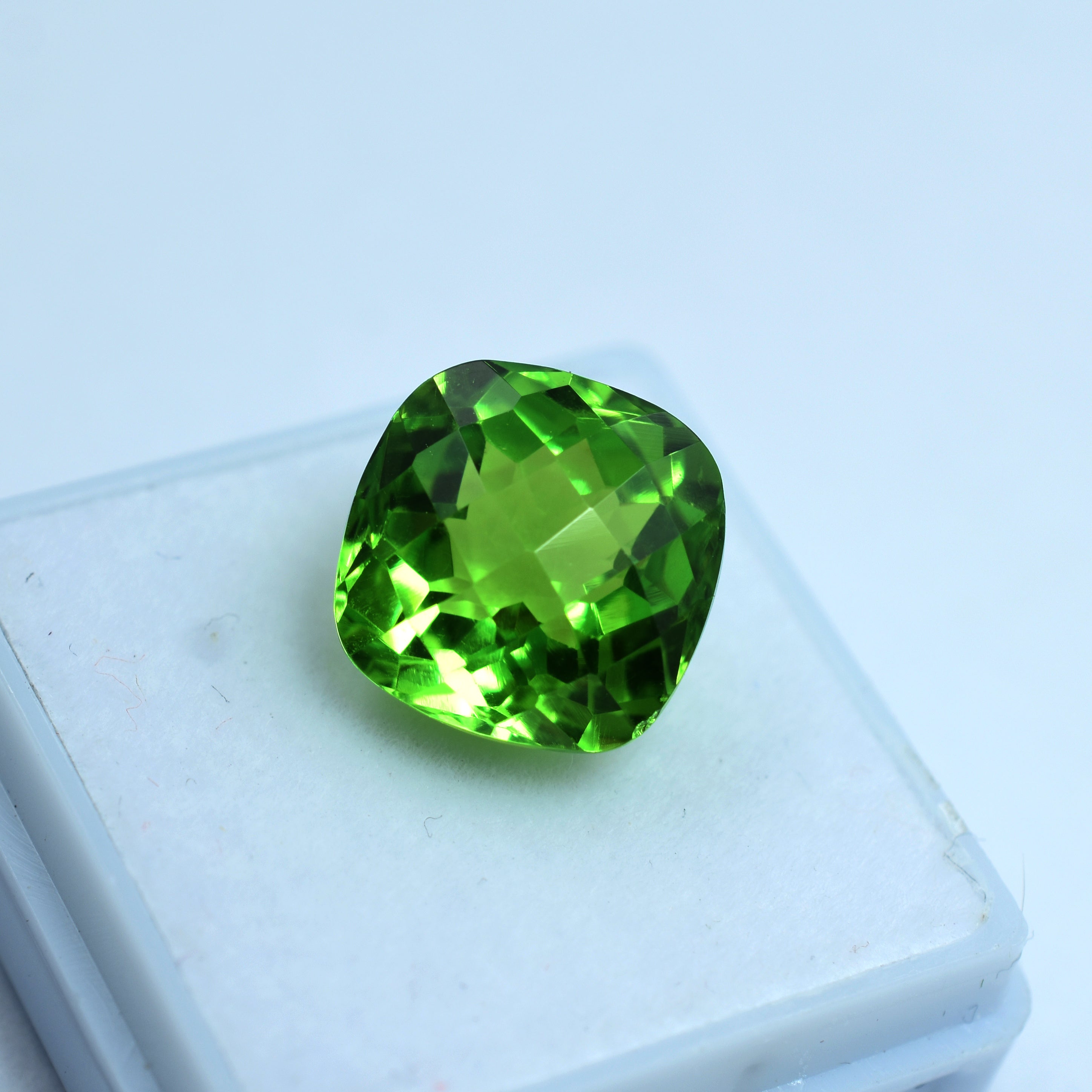 Natural Peridot Green Square Cushion Cut 12.35 Carat Certified Loose Gemstone Ring Size Stone