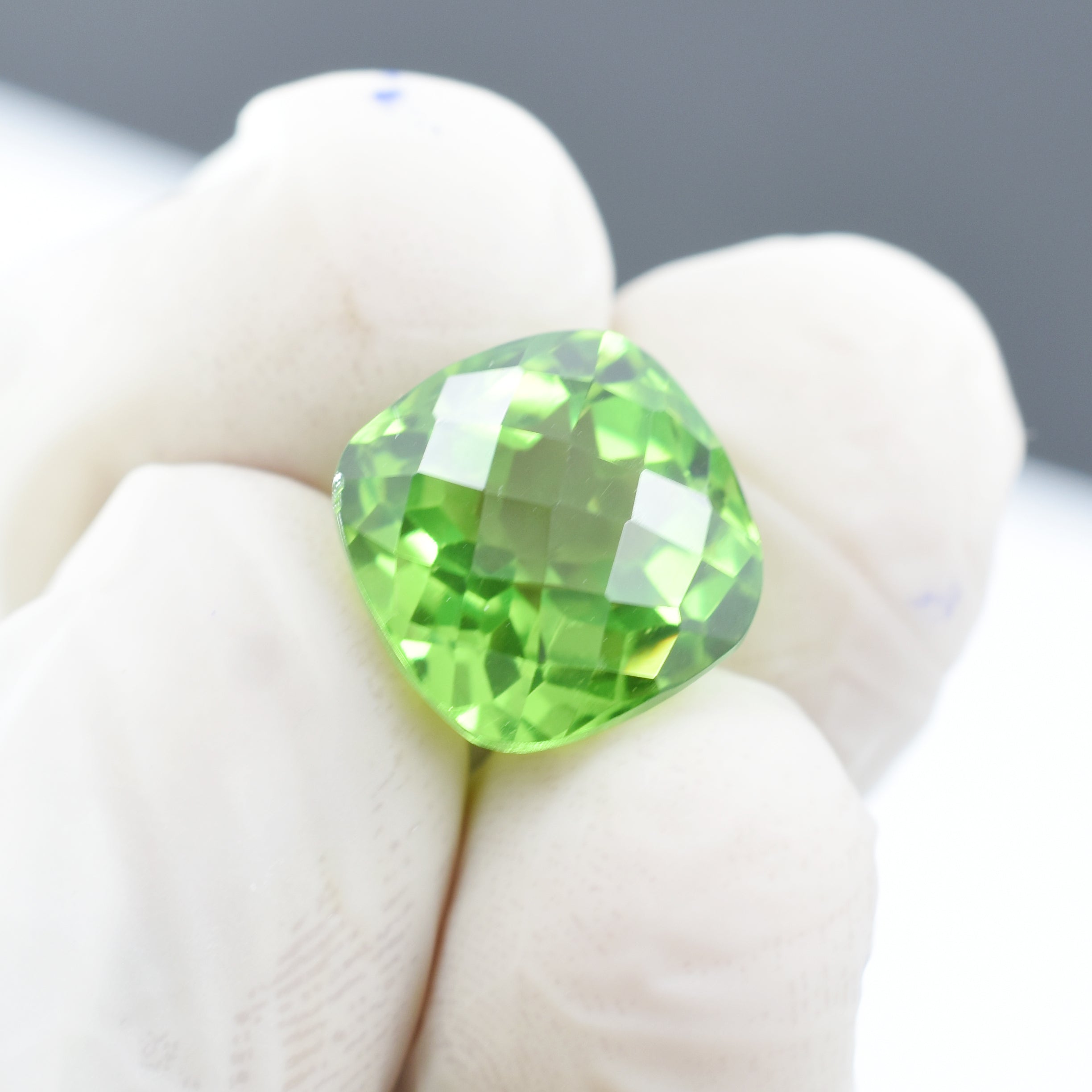 Natural Peridot Green Square Cushion Cut 12.35 Carat Certified Loose Gemstone Ring Size Stone