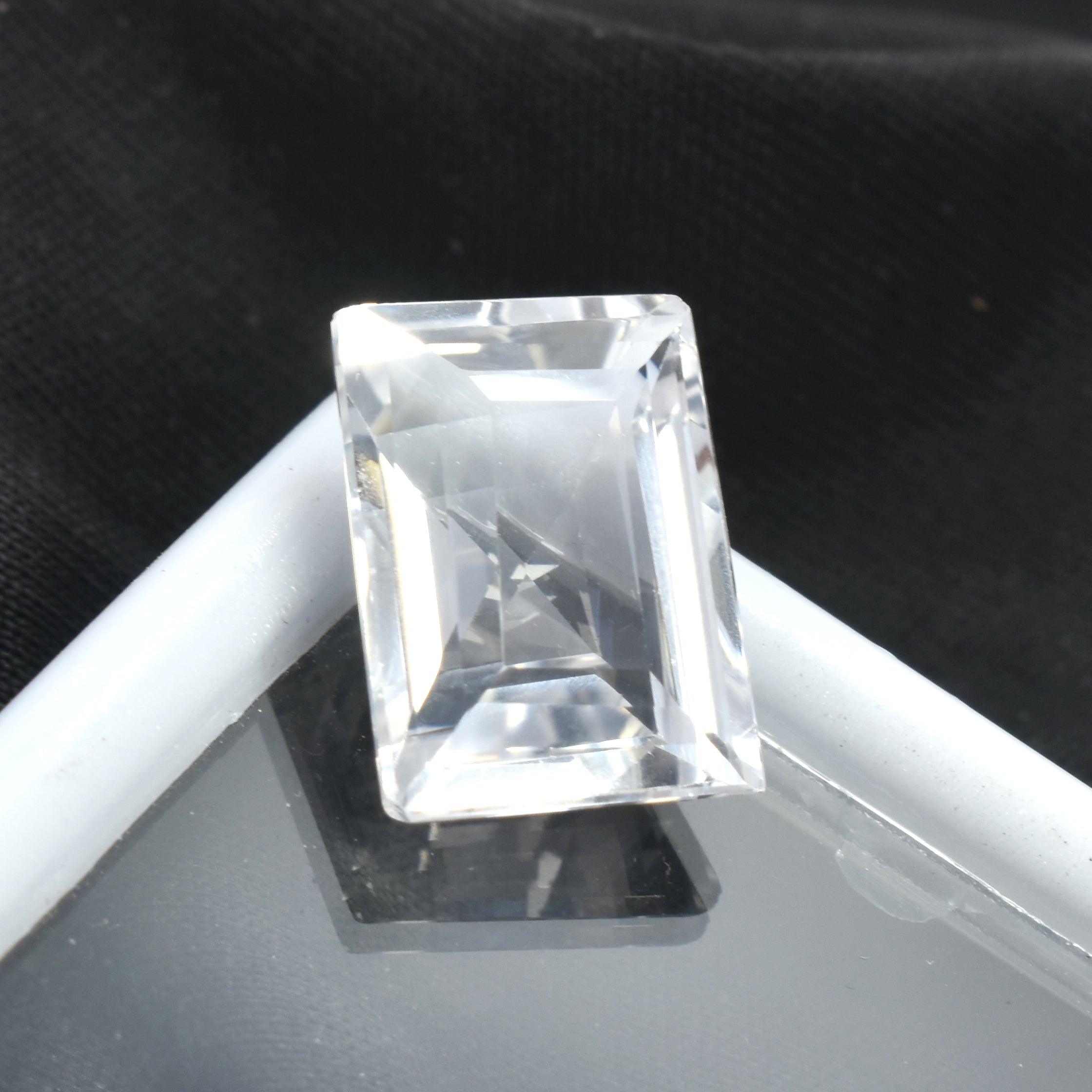 Certified White Sapphire 9.35 Carat Emerald Shape Natural Certified White Sapphire Jewelry Making Loose Gemstone