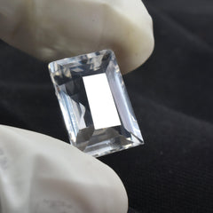 Certified White Sapphire 9.35 Carat Emerald Shape Natural Certified White Sapphire Jewelry Making Loose Gemstone