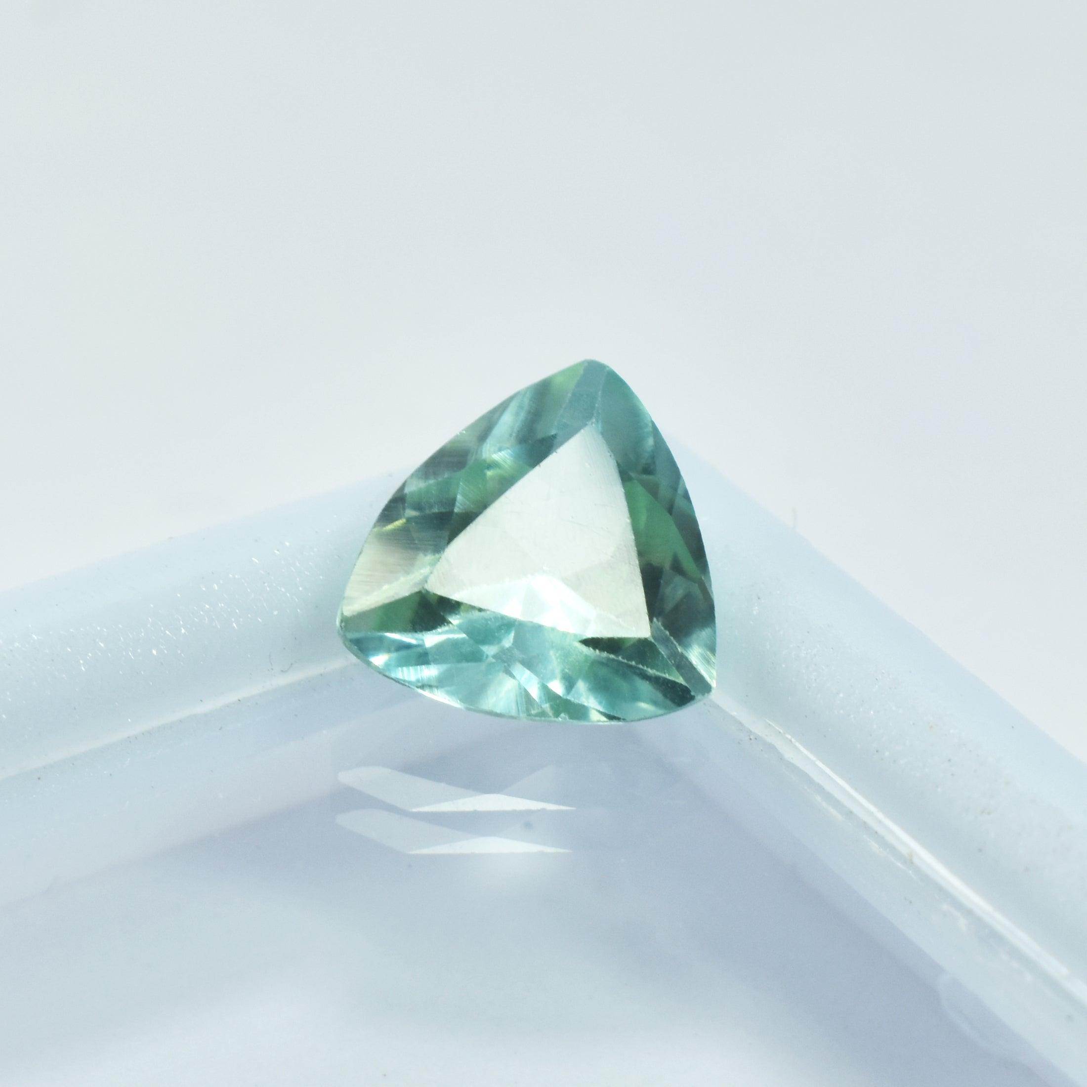 Bluish Green Montana Sapphire 1.70 Carat Natural Trillion Shape Bluish Green Sapphire Certified Loose Gemstone September Birthstone