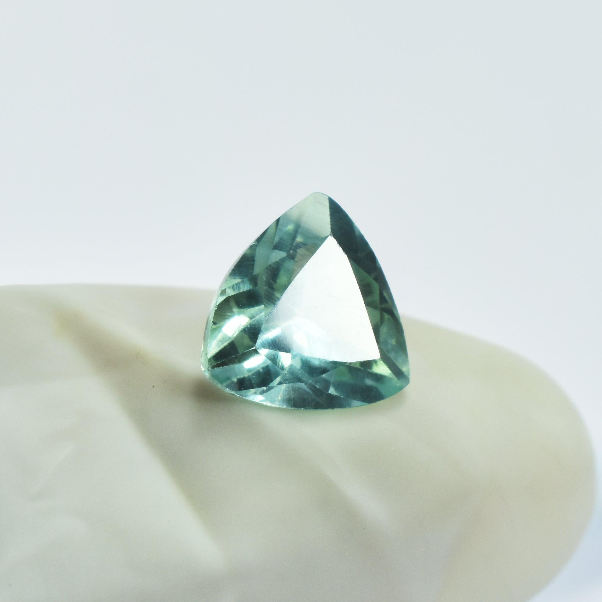 Bluish Green Montana Sapphire 1.70 Carat Natural Trillion Shape Bluish Green Sapphire Certified Loose Gemstone September Birthstone