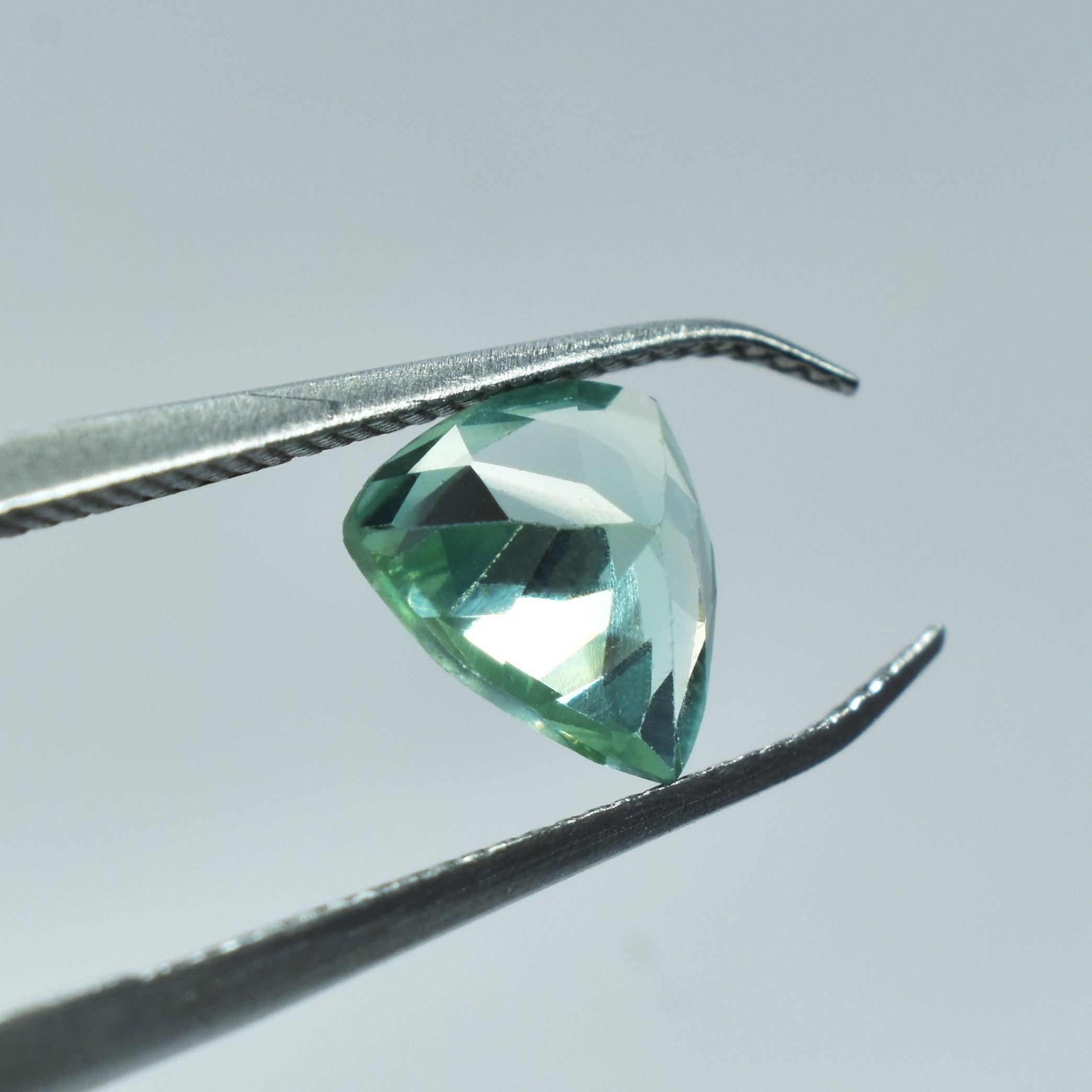 Bluish Green Montana Sapphire 1.70 Carat Natural Trillion Shape Bluish Green Sapphire Certified Loose Gemstone September Birthstone