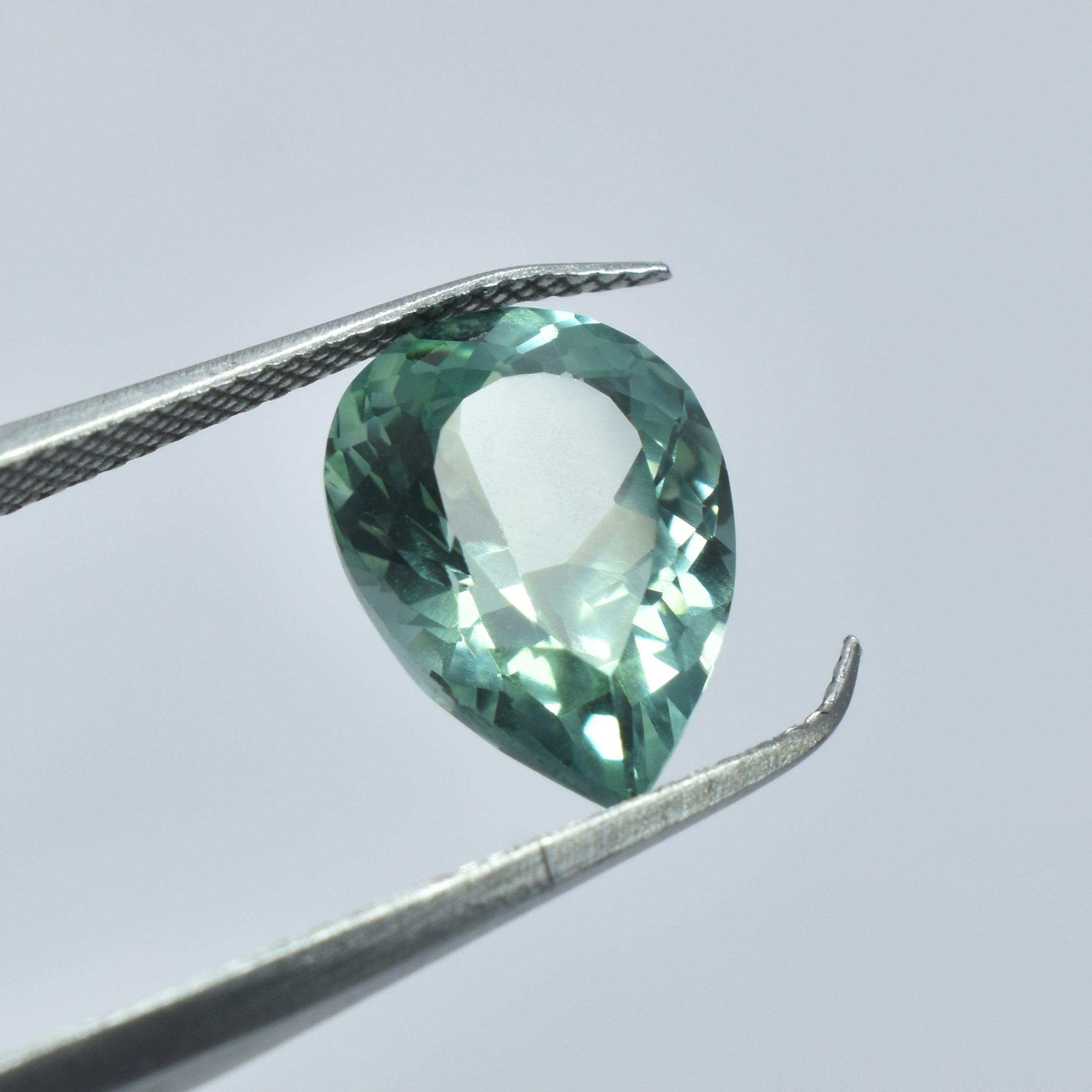 Most Attractive Bluish Green Sapphire From Sri Lanka Certified Natural 4.40 Carat  Pear Shape Bluish Green Montana Sapphire Loose Gemstone Best For Engagement Rings Stone