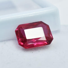 Red Ruby 8.05 Carat Natural Emerald Shape Red Ruby Certified Loose Gemstone Jewelry Making From Mozambique