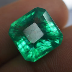 Best Gift For Your Friends | Jewelry Making Emerald Gem Certified Square Cut 7.36 Ct Emerald Green Natural Loose Gemstone | Free Delivery Free Gift | ON SALE