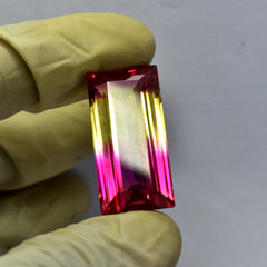 Excellent Cut Natural Bi-Color Sapphire 40.00 Carat Emerald Cut Certified Loose Gemstone