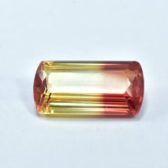 Colorful Emerald Cut Sapphire 21.70 Carat Bi-Color Sapphire Certified Loose Gemstone