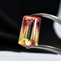 Colorful Emerald Cut Sapphire 21.70 Carat Bi-Color Sapphire Certified Loose Gemstone