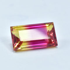 Bi-Color Sapphire Gemstone 23.20 Carat Natural Emerald Cut Certified Sapphire Loose Gemstone