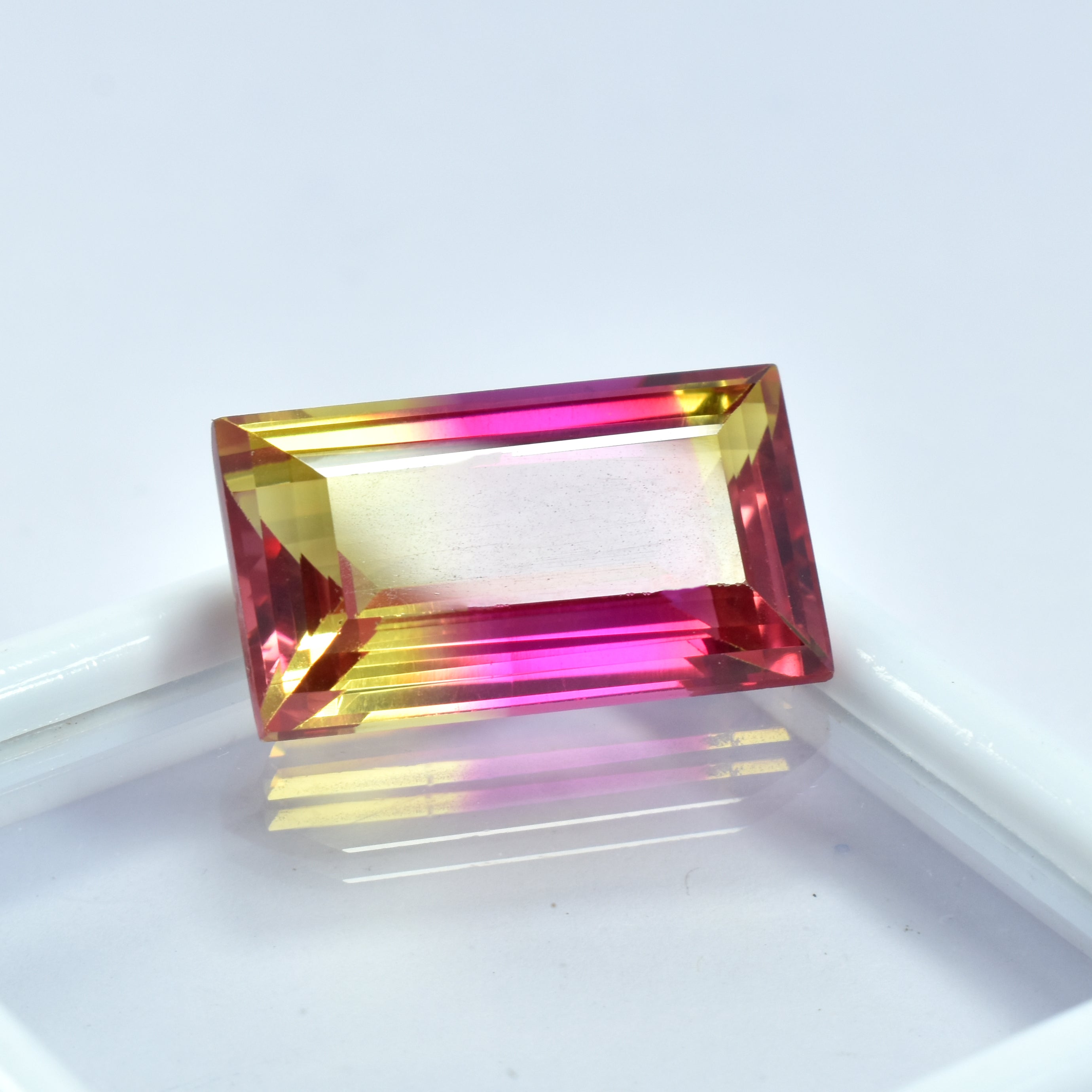 Bi-Color Sapphire Gemstone 23.20 Carat Natural Emerald Cut Certified Sapphire Loose Gemstone