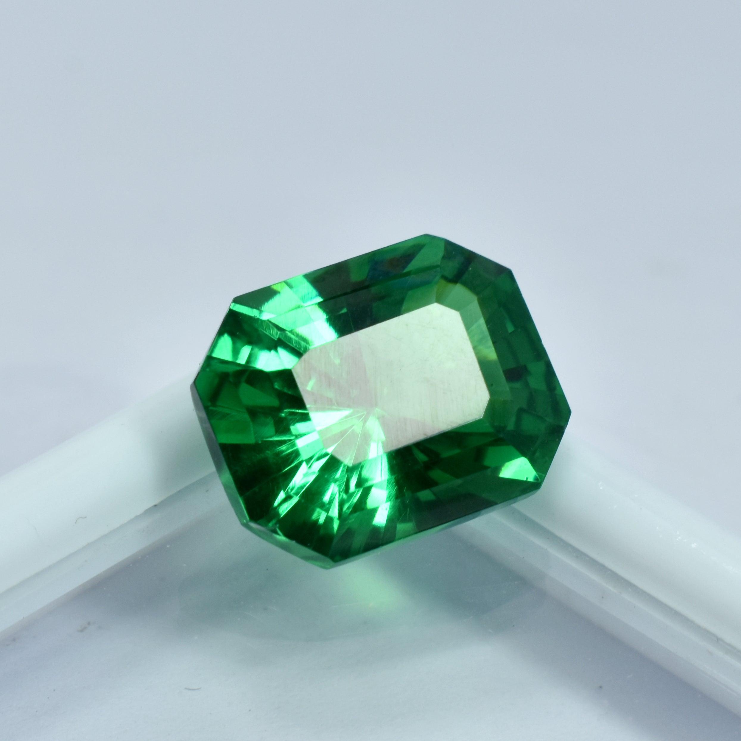 Certified Emerald Shape Garnet 10.96 Carat Natural Green Garnet Emerald Shape Loose Gemstone