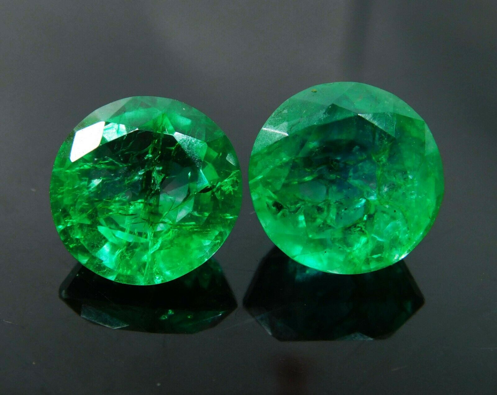 14 Ct Rare Natural Round Cut CERTIFIED Loose Gemstone Colombian Green Emerald