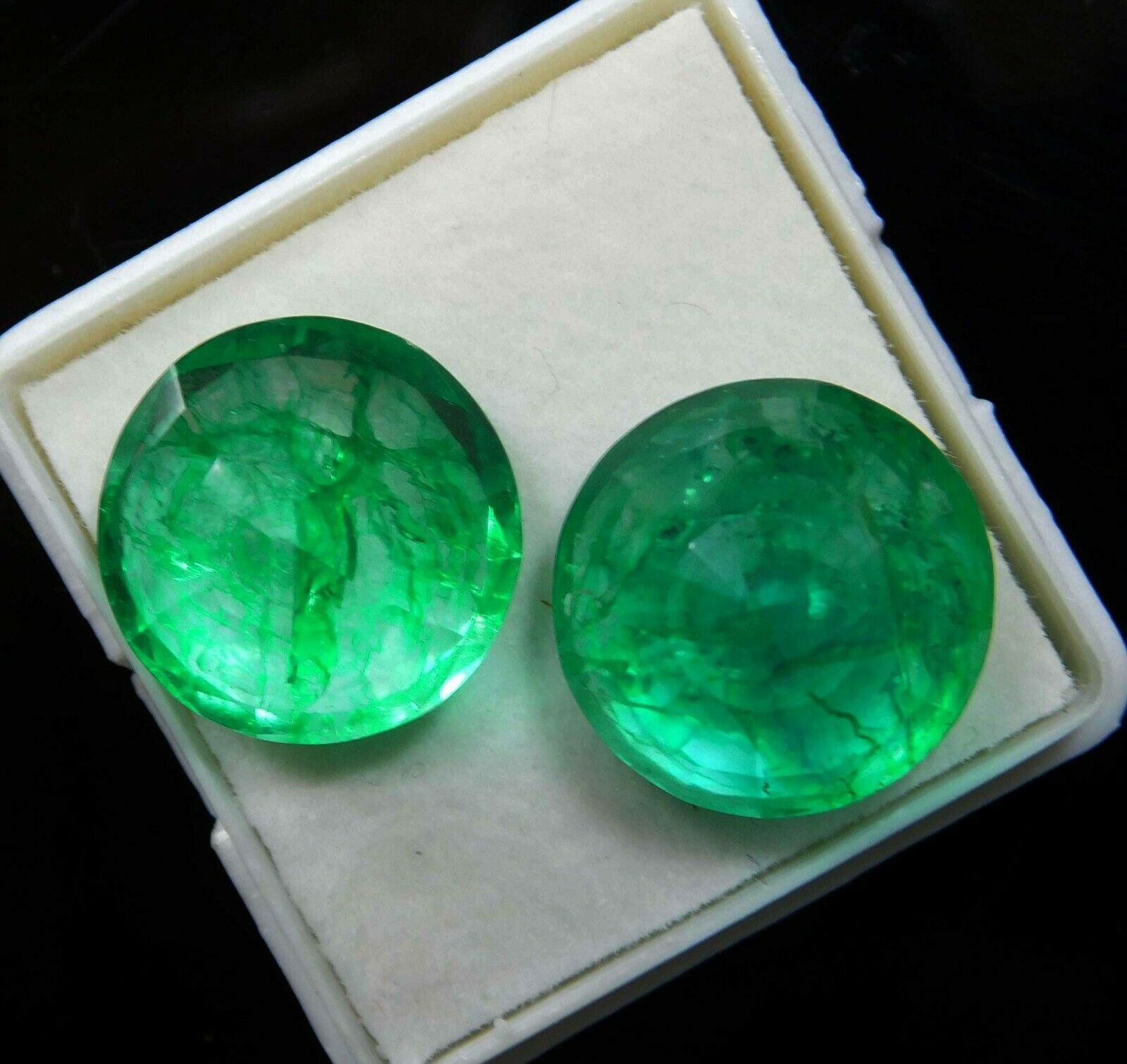 14 Ct Rare Natural Round Cut CERTIFIED Loose Gemstone Colombian Green Emerald