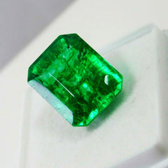 Emerald 10.20 Ct CERTIFIED Natural Green Emerald Cut Colombian Loose Gemstone