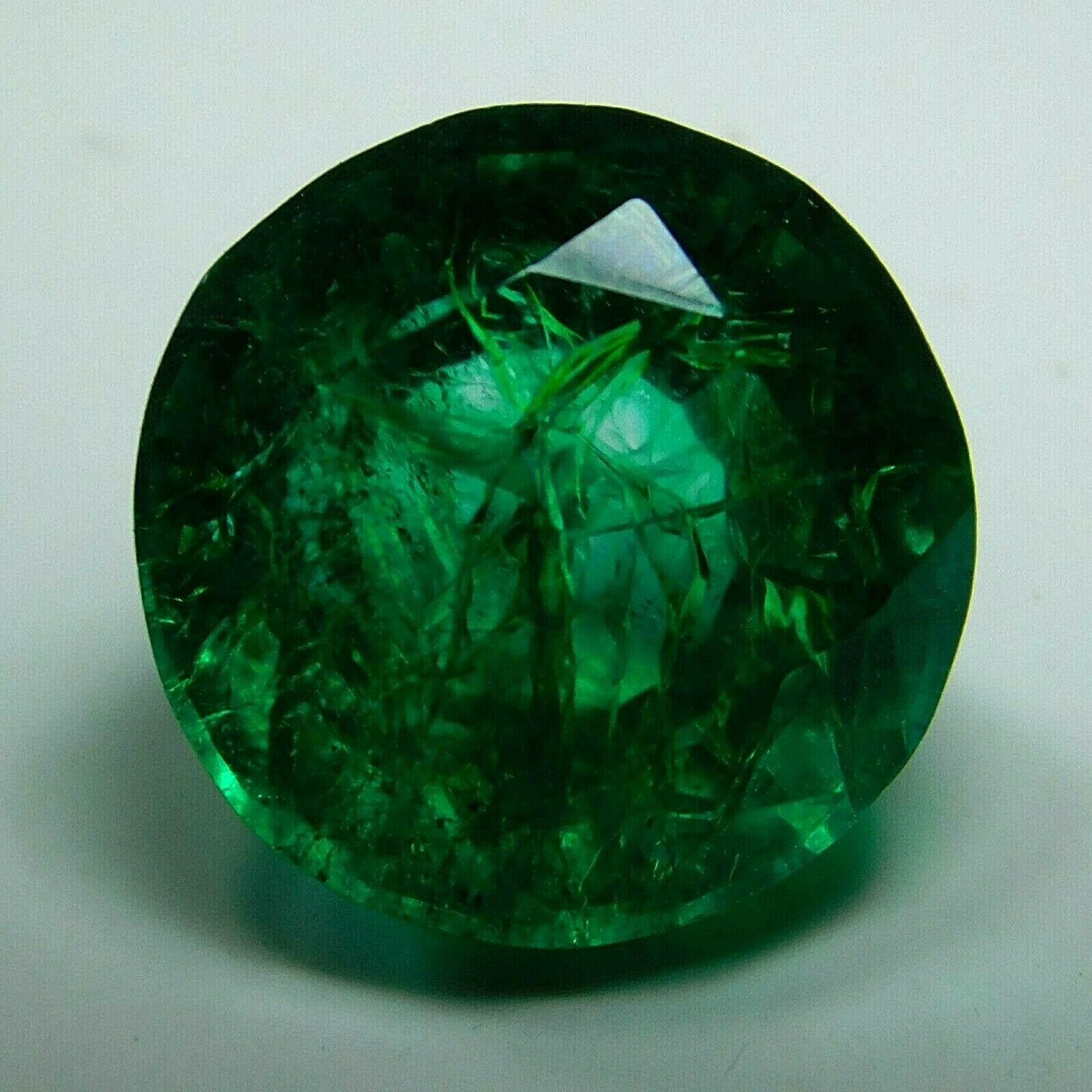 Dark Green Colombian Emerald Natural Round Cut CERTIFIED 7.85 Ct Loose Gemstone