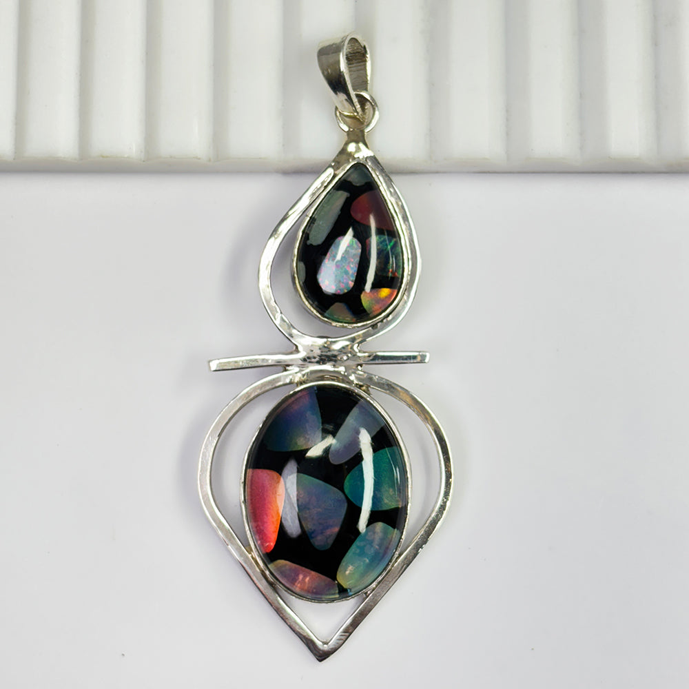 CERTIFIED Natural Opal 52 Ct Fancy 925 Sterling Silver Pendant Anniversary Gift