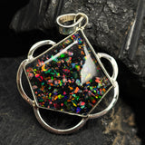 44 Ct 925 Sterling Silver Natural CERTIFIED Opal Fancy Cut Pendant Free Delivery