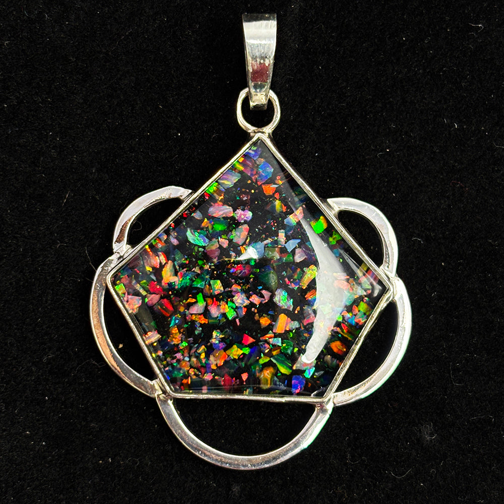 44 Ct 925 Sterling Silver Natural CERTIFIED Opal Fancy Cut Pendant Free Delivery