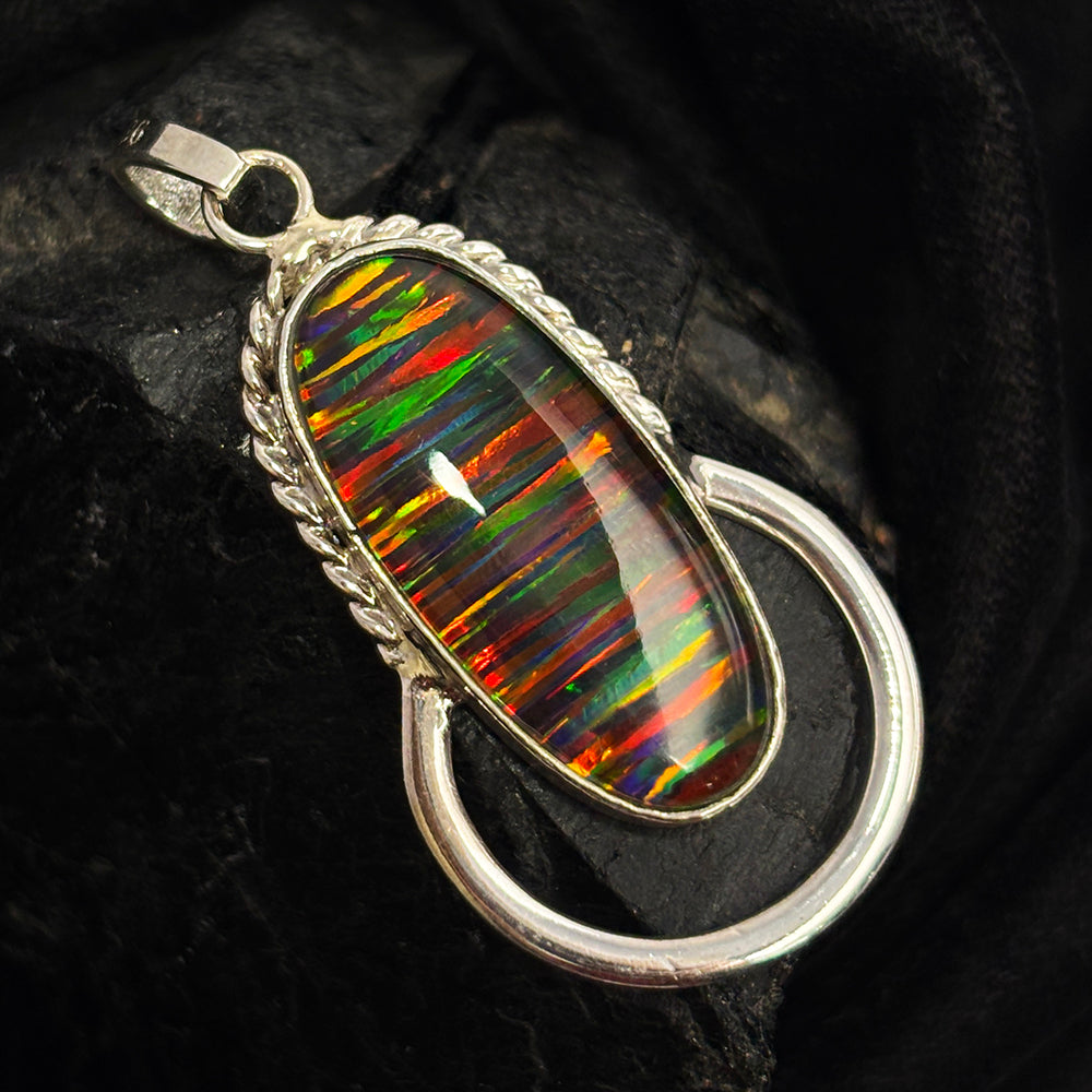 CERTIFIED 925 Sterling Silver Pendant 30 Ct Natural Opal Oval Gems Gift For Mom