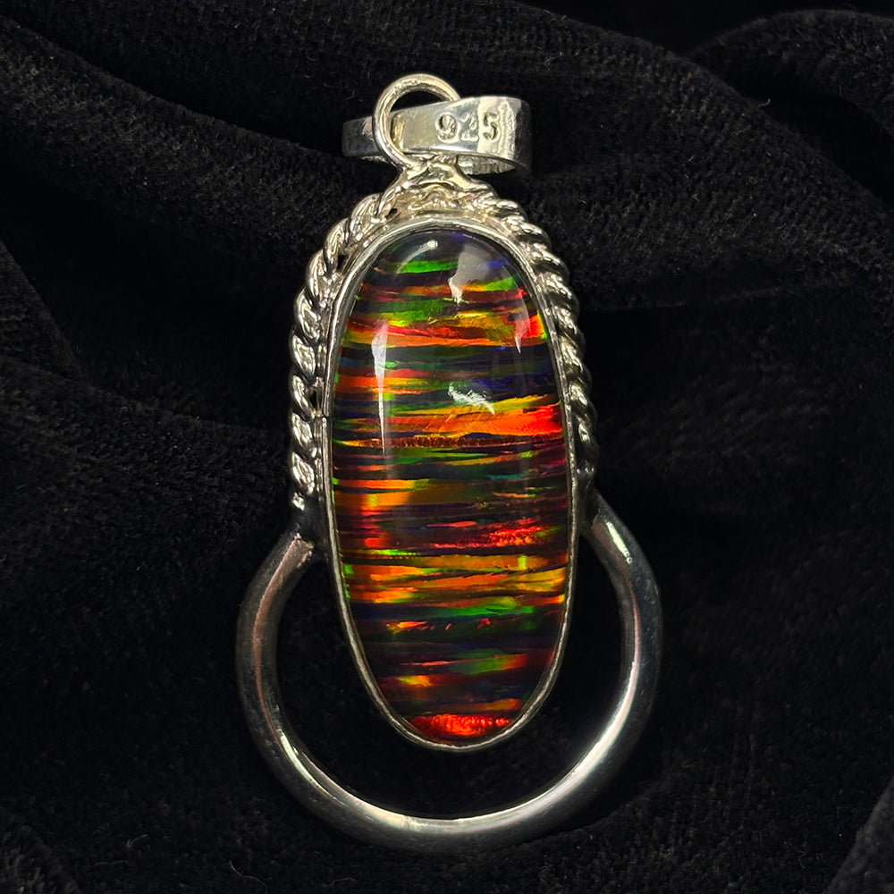 CERTIFIED 925 Sterling Silver Pendant 30 Ct Natural Opal Oval Gems Gift For Mom